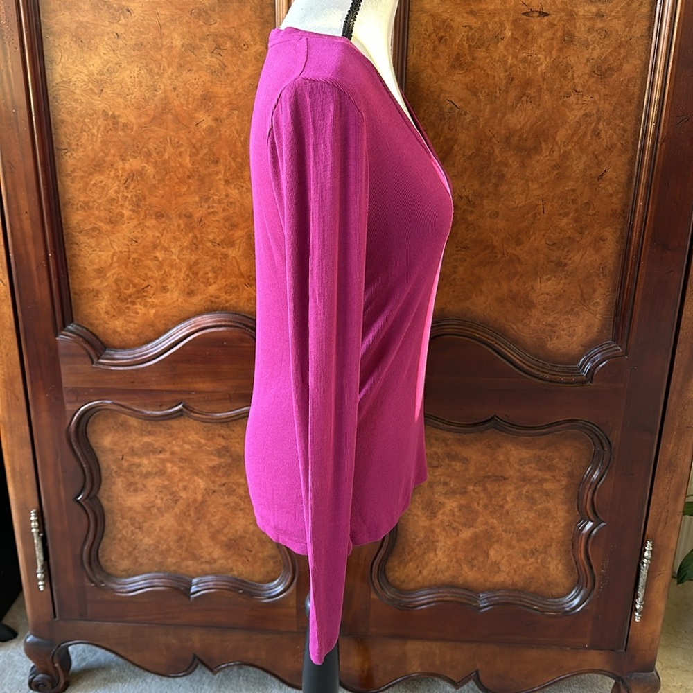 For Days Contour Ribbed Long Sleeve Deep V / Boysenberry in Purple - Picture 6 of 9